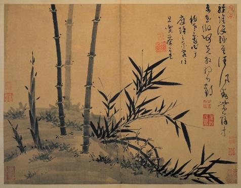元吳鎮墨竹譜　冊　輕蔭護綠苔