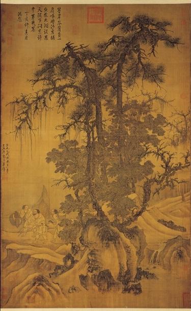 元唐棣霜浦歸漁圖　軸