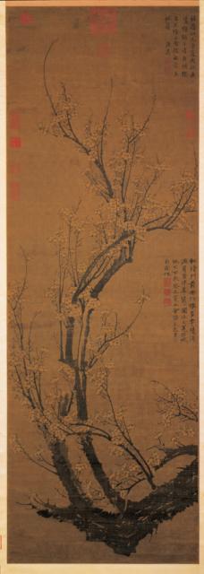元王冕畫南枝春早軸-數位典藏與學習聯合目錄(260780)