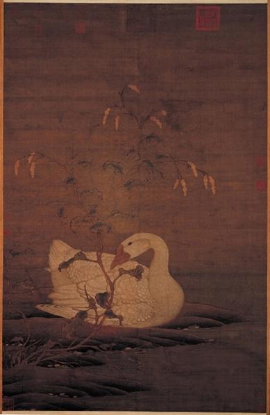 宋徽宗紅蓼白鵝圖　軸