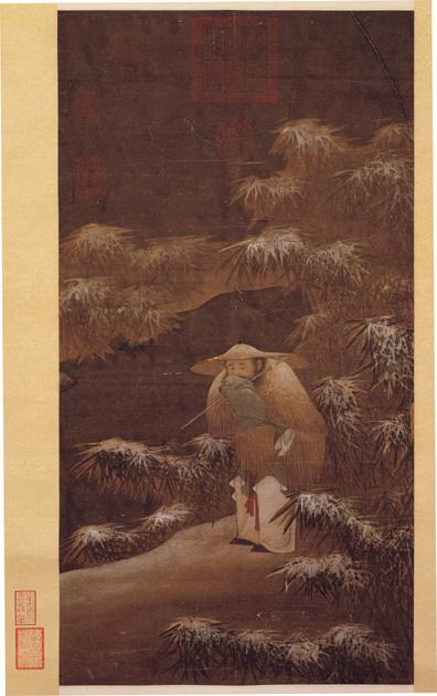 五代人雪漁圖　軸