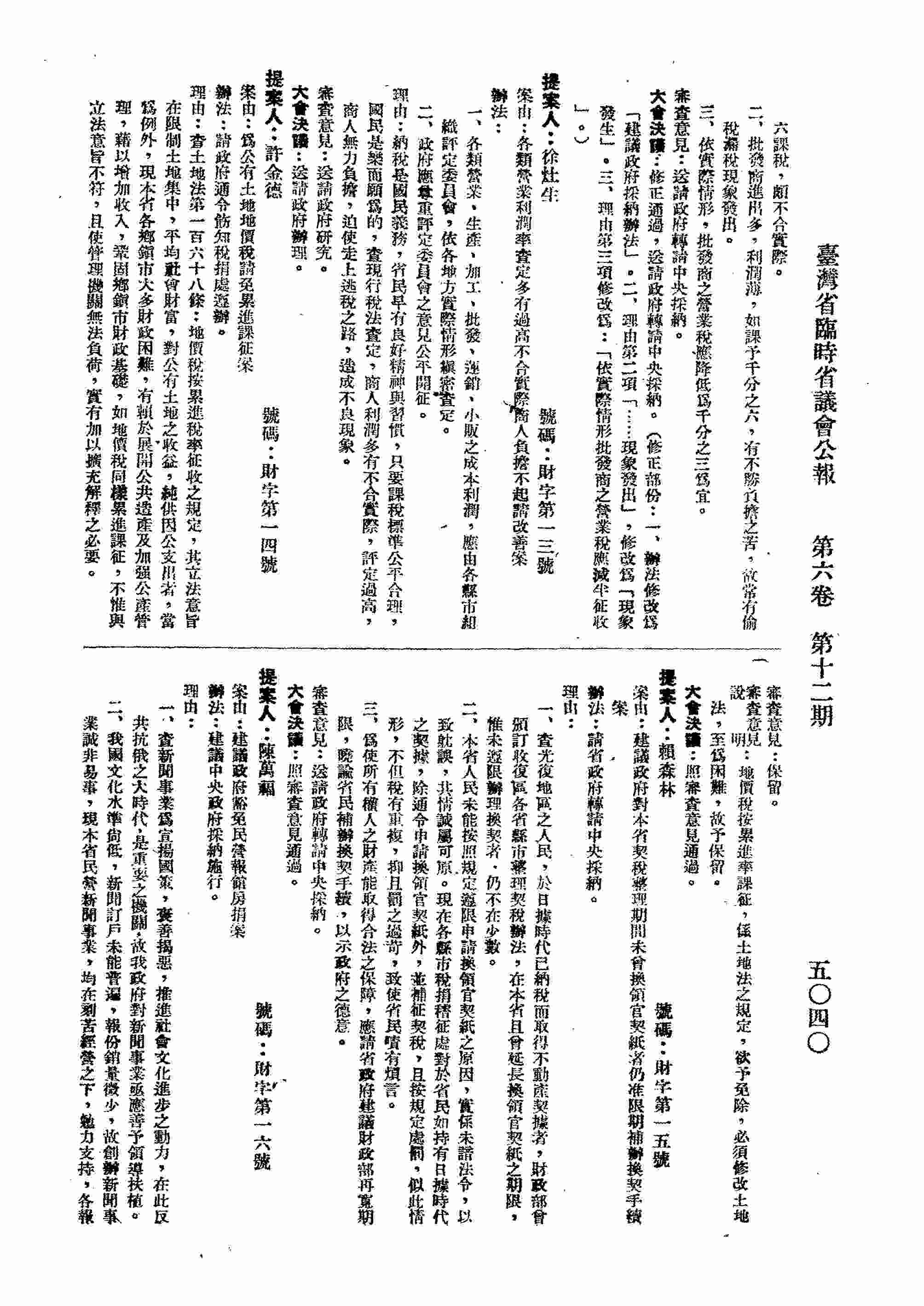 各類營業利潤率查定多有過高不合實際商人負擔不起請改善案。