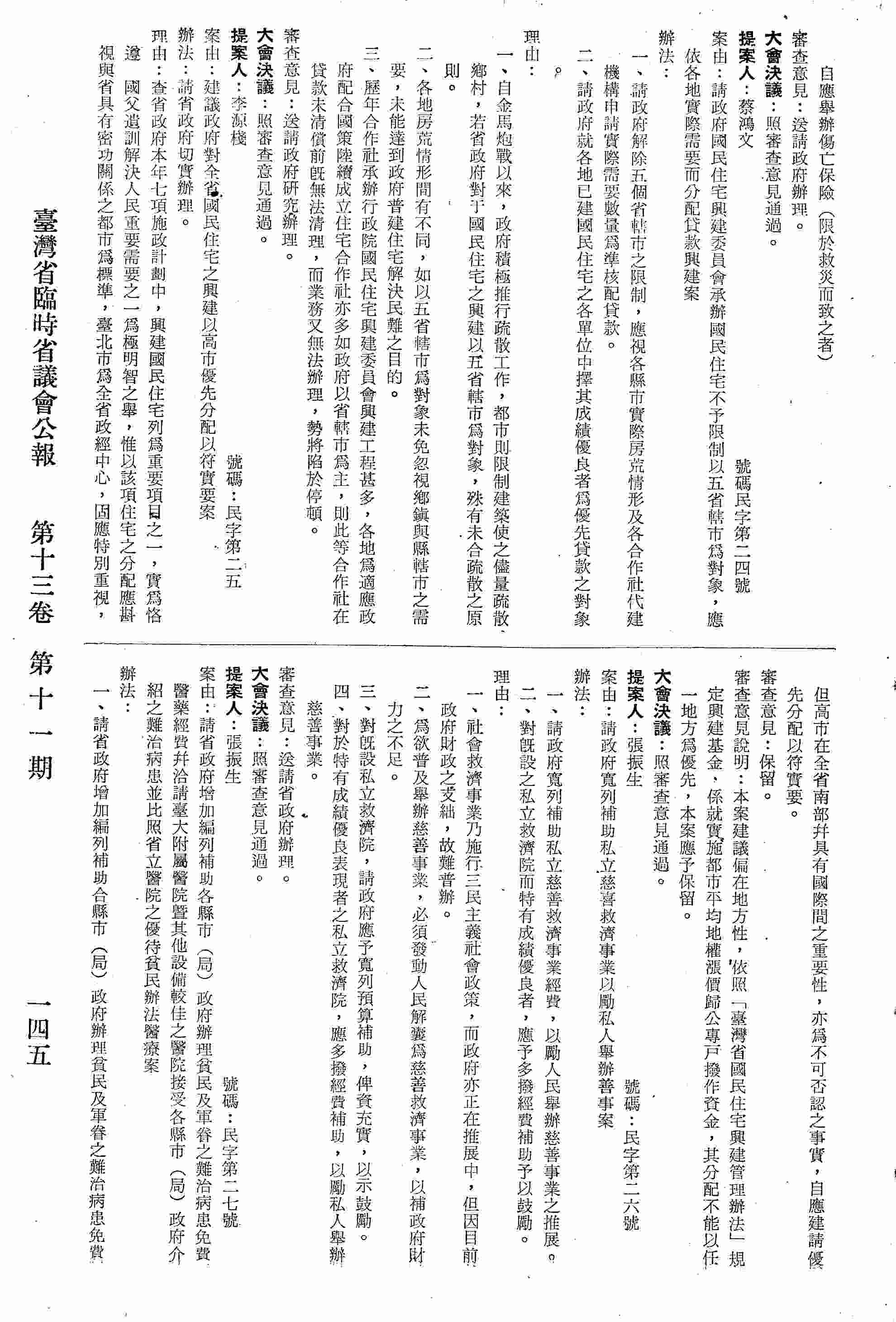請政府國民住宅興建委員會承辦國民住宅不予限制以五省轄市為對象，應依各地實際需要而分配貸款興建案。