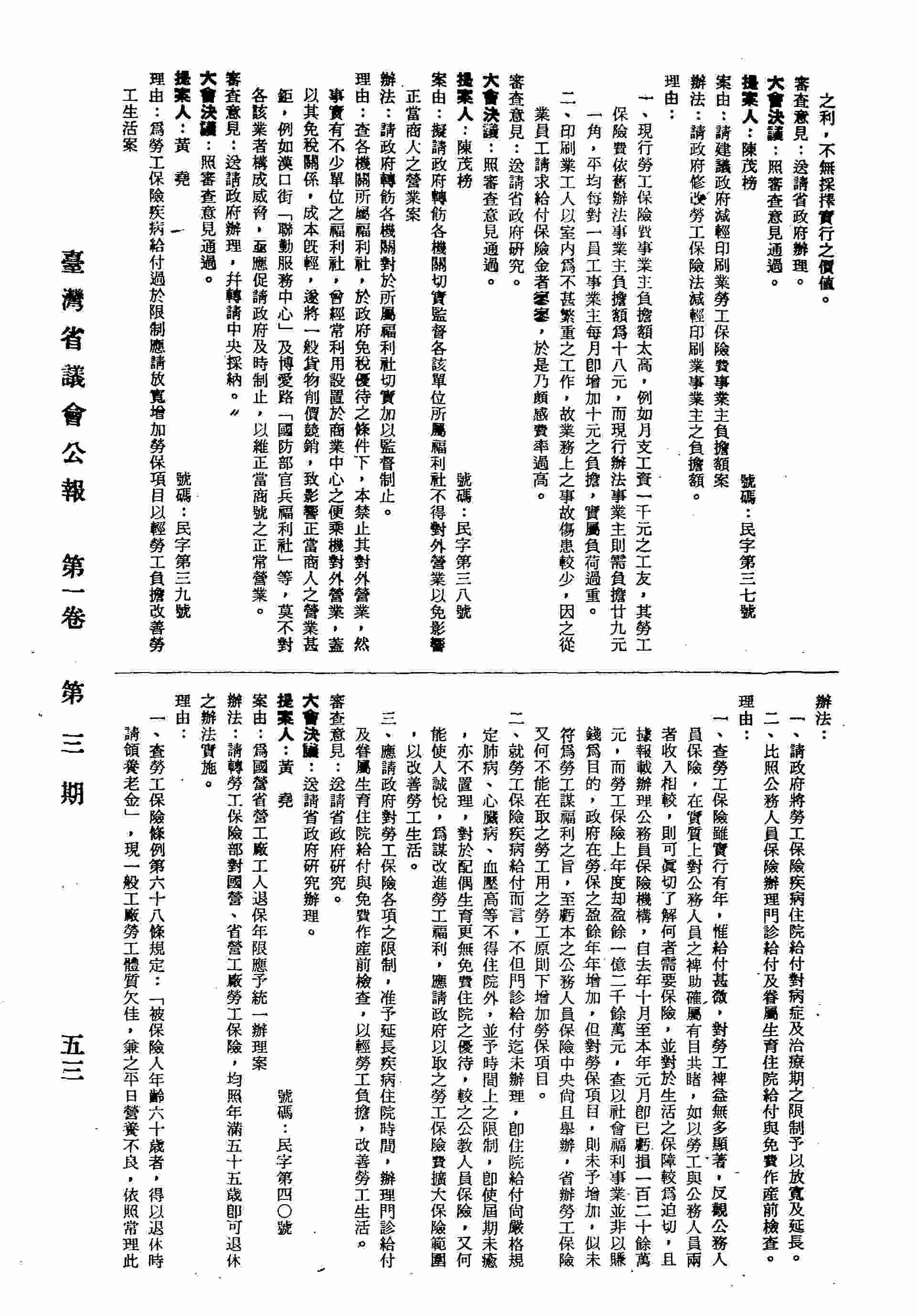 請建議政府減輕印刷業勞工保險費事業主負擔額案。
