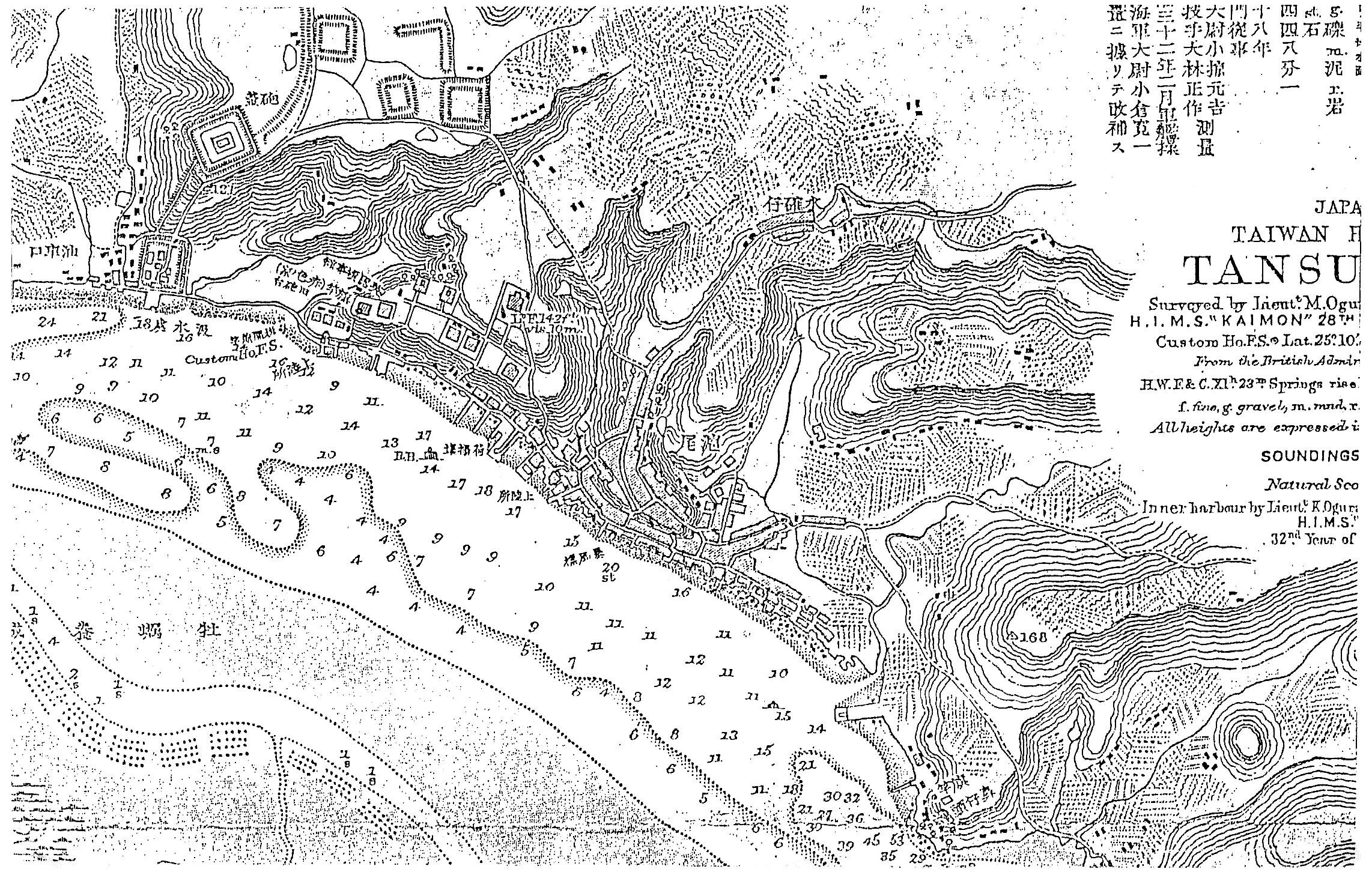 淡水基本資料圖片檔:1895年日軍所繪之淡水港水路圖