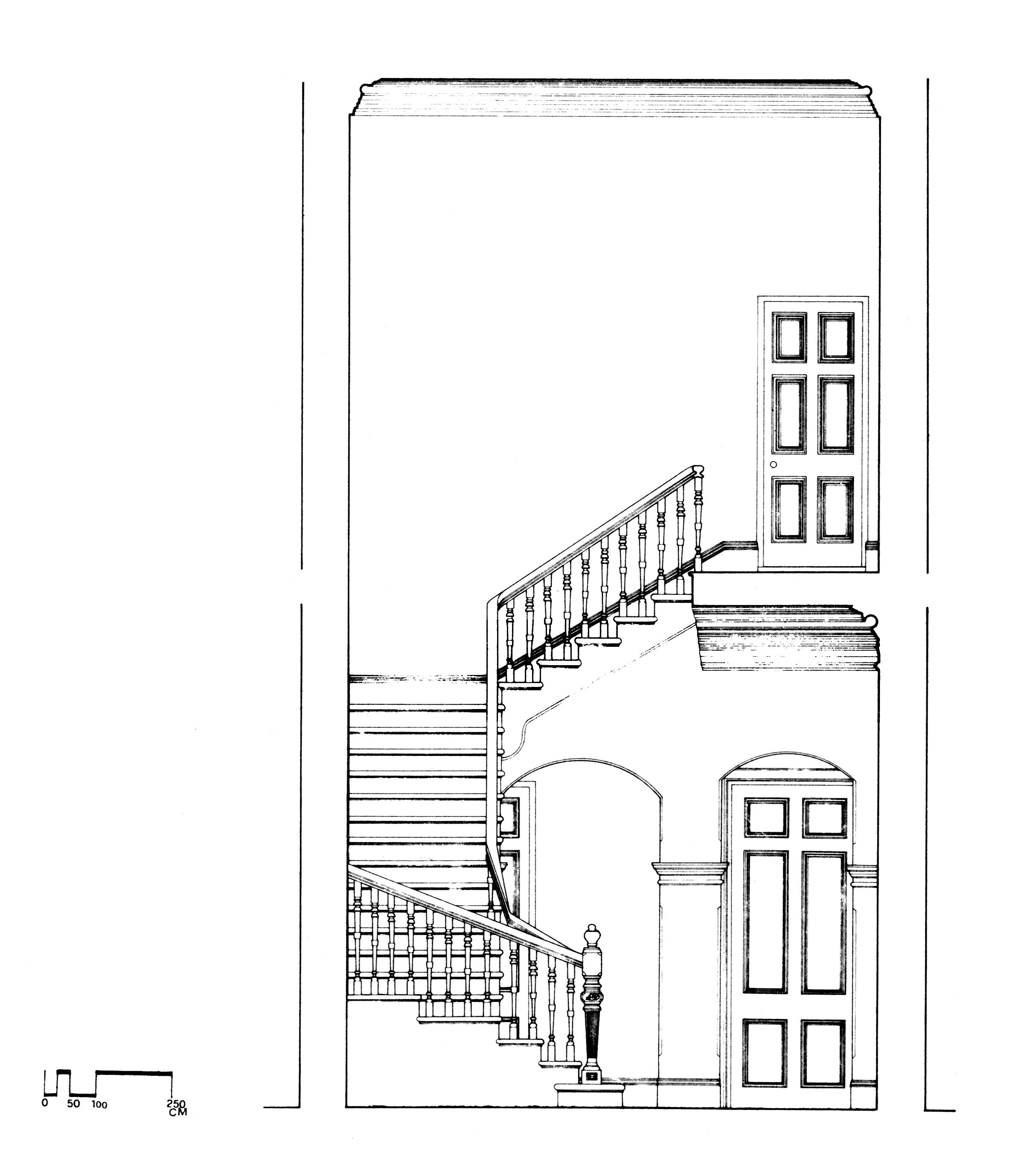 紅毛城圖片檔:英領事住宅主樓梯橫向剖面圖