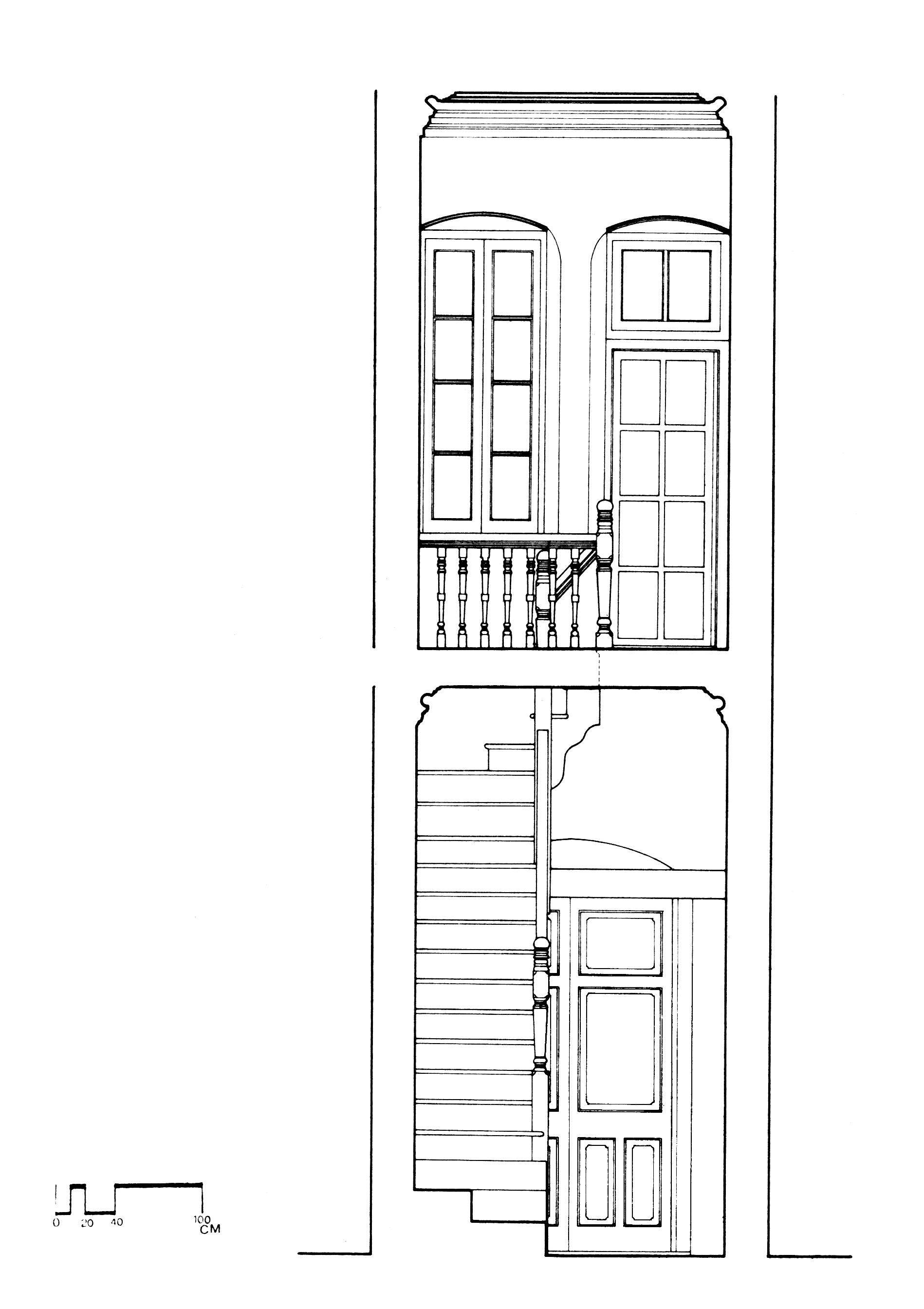紅毛城圖片檔:英領事住宅次樓梯橫向剖面圖