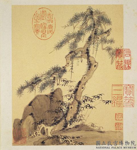 明邵彌畫山水　冊　松石修篁