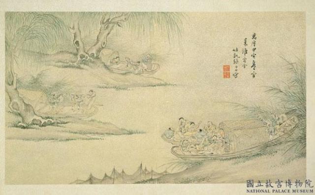 明人畫幅集冊　冊　明張啟祖四舟喧渡