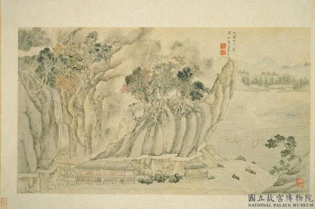 明人畫幅集冊　冊　明殳君素高瀑瀉湖