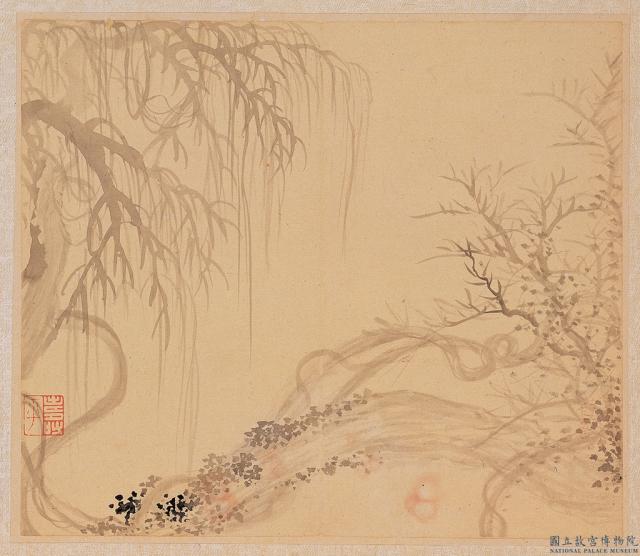 清惲壽平畫湖山小景　冊　藤蘿楊柳