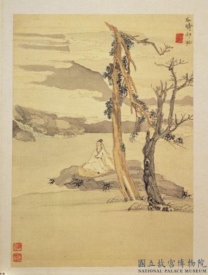 明邵彌畫山水人物　冊　古木槎枒