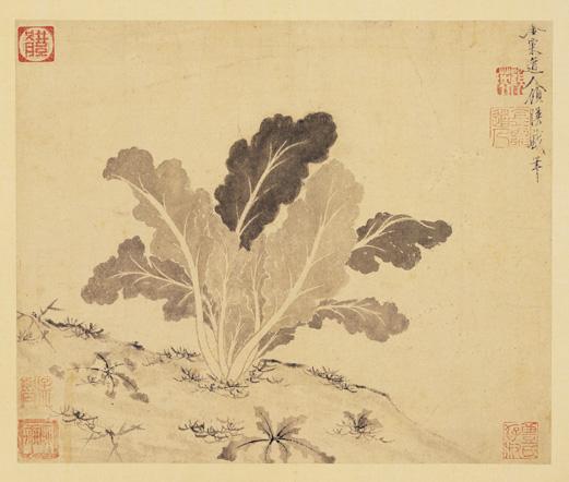 歷代名繪　冊　 明顧瑛蔬菜