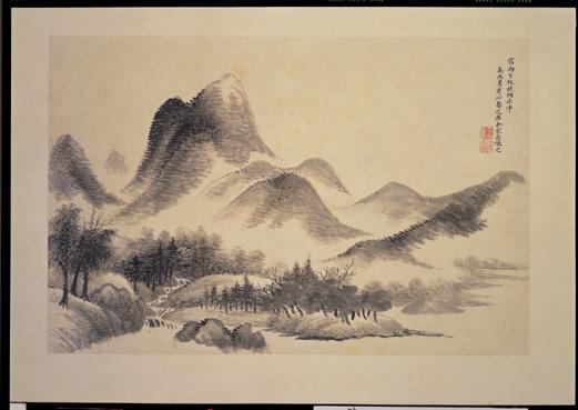 清惲壽平王翬花卉山水合冊　冊　仿高克恭山水