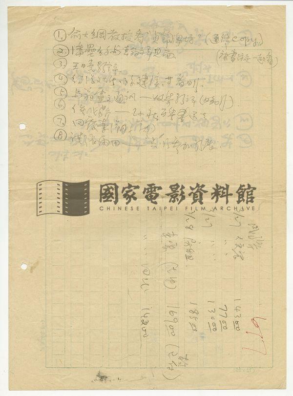 李行手稿（電影：路）