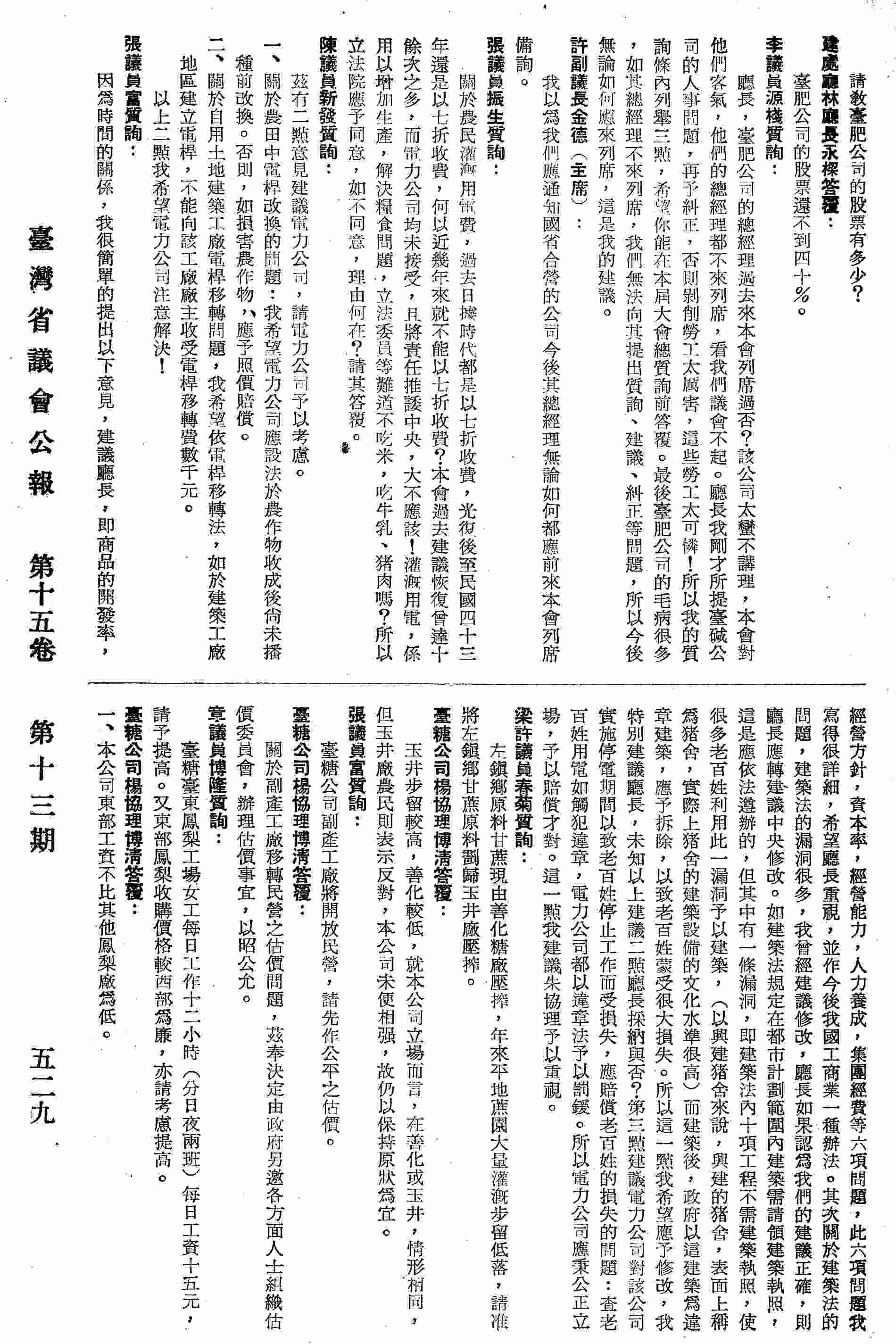 臺糖公司副產工廠將開放民營，請先作公平之估價。