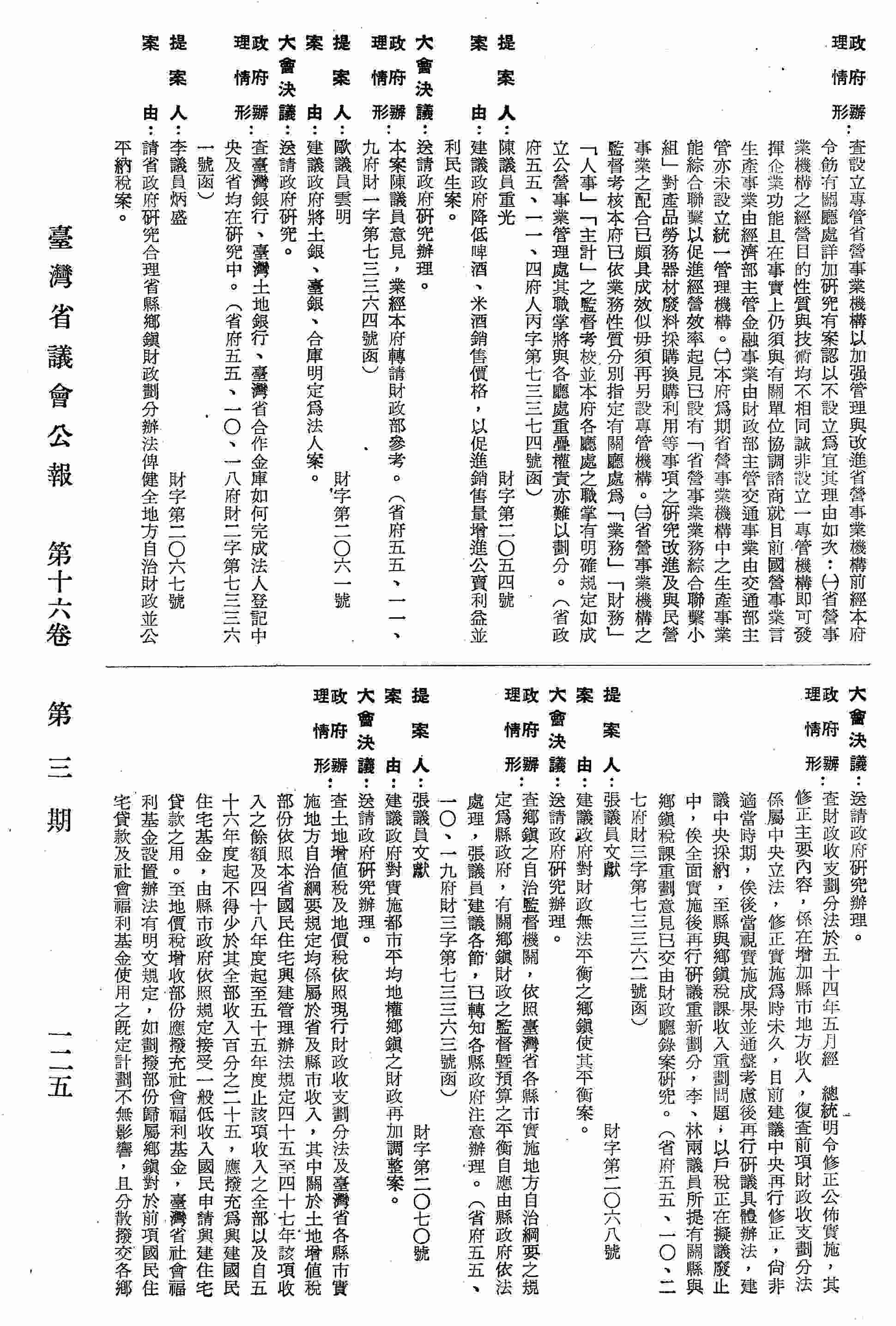 建議政府將土銀、臺銀、合庫明定為法人案。（省府五五、一○、一八。（省府五五、一○、一八府二字第七三三六一號函復）