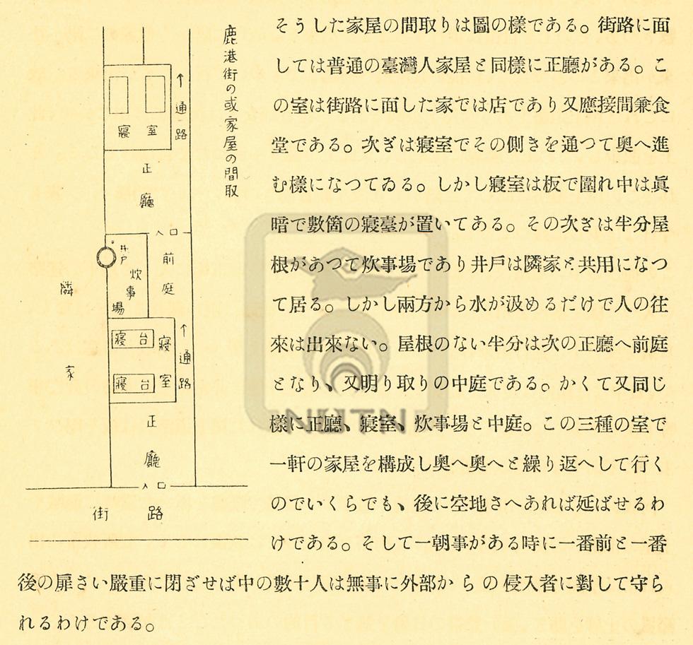 日文標題:鹿港街の或家屋の間取中文標題:鹿港街道旁的住家內部配置