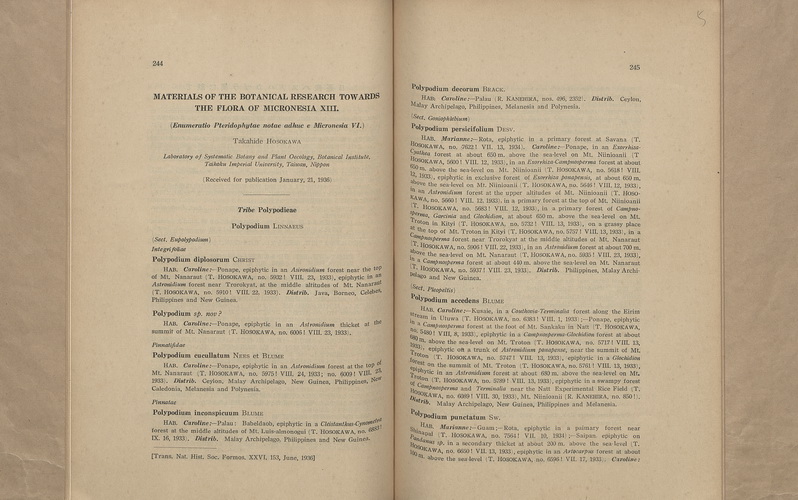 Materials of the Botanical Research towards the Flora of Micronesia XIII