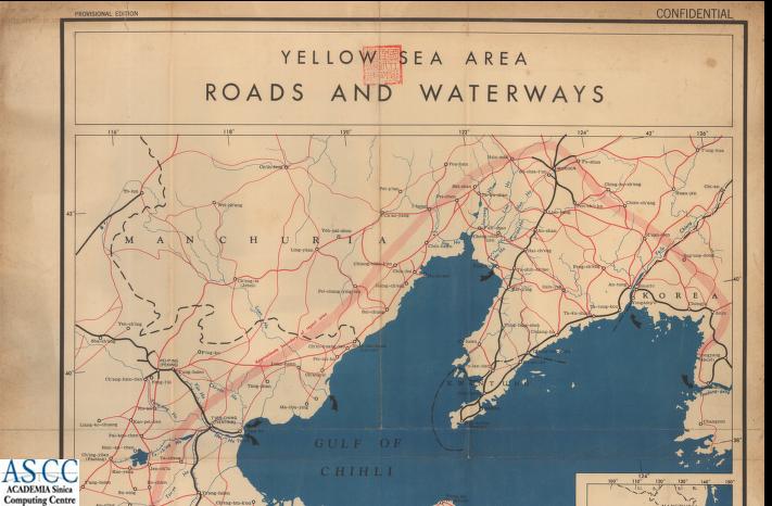 地圖名稱:YELLOW SEA AREA ROADS AND WATERWAYS　