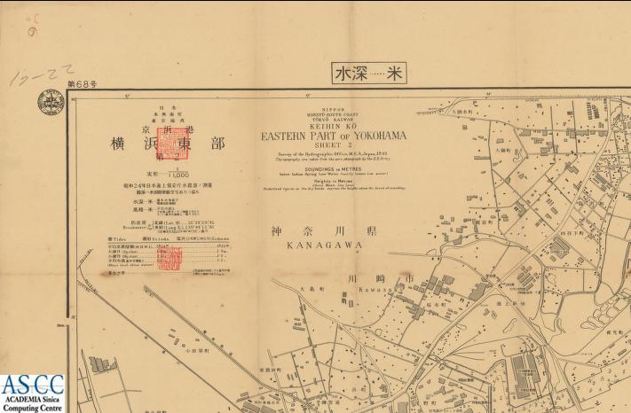 地圖名稱:日本 本州南岸 東京海灣 橫浜東部