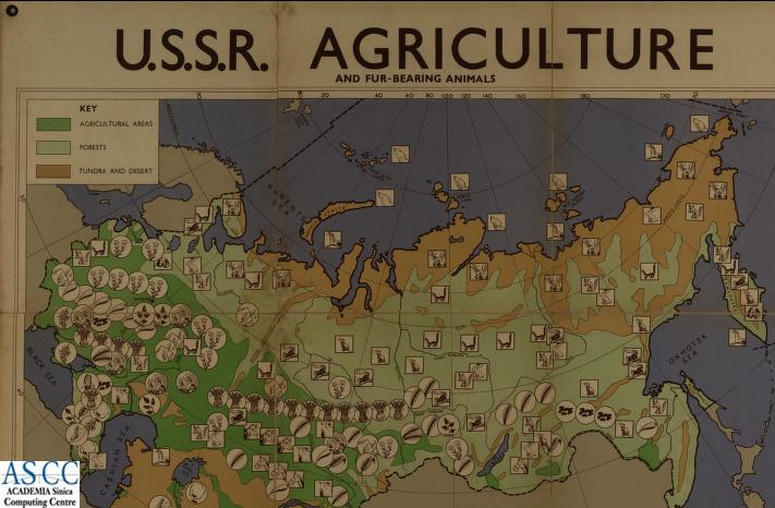地圖名稱:U.S.S.R. AGRICULTURE AND FUR-BEARING ANIMALS