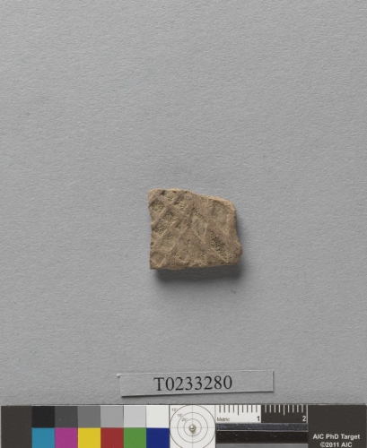 遺物：方格印紋夾砂陶腹片