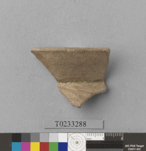 遺物：條印紋硬陶罐口緣