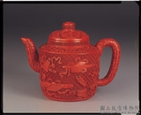 清 乾隆 宜興胎雕漆八寶紋茶壺