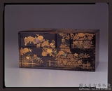 清 蒔繪菊籬螺鈿三層屜盒