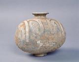 中文品名：彩繪蛋形灰陶壺（76-00
