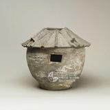 中文品名：彩繪灰陶穀倉（76-002