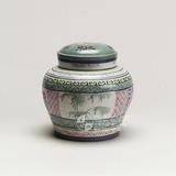 中文品名：紫砂加彩蓋罐（77-006