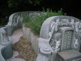 Tombstone of  (CHEN2) family at Taiwan, Tainanxian, Xinshixiang, Dazhoucun, near highway 1. The tombstone-ID is 1099; xWAxnAsmAjwAD1AmӸOC