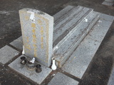 Tombstone of L (LIN2) family at Taiwan, Jinmenxian, Lieyuxiang, Lieyu Public Graveyard. The tombstone-ID is 25041; xWAAPmAPӡALmӸOC