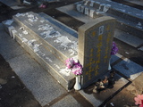 Tombstone of d (WU2) family at Taiwan, Jinmenxian, Lieyuxiang, Lieyu Public Graveyard. The tombstone-ID is 25052; xWAAPmAPӡAdmӸOC