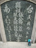 Tombstone of i (ZHANG1) family at Taiwan, Tainanshi, Nanqu, Tongpanqian Cemetery. The tombstone-ID is 4514; xWAxnALLAimӸOC