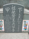 Tombstone of  (HUANG2) family at Taiwan, Gaoxiongxian, Luzhuxiang, Zhuhu, east of Highway 17. The tombstone-ID is 403; xWAA˶mA˺Ax17FAmӸOC