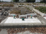 Tombstone of Q (WEI4) family at Taiwan, Zhanghuaxian, Tianzhongzhen, Tianzhong 7th public graveyard with linguta. The tombstone-ID is 29556; xWAƿAФAФĤCӤFAQmӸOC