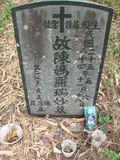 Tombstone of  (CHEN2) family at Taiwan, Jiayixian, Alishanxiang, Laiji, located between settling 1 and 2, not visible from the road. The tombstone-ID is 4282; xWAŸqAsmAӦNAbĤ@MĤGӧAqWOݤAmӸOC