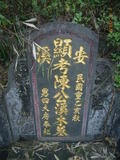 Tombstone of  (CHEN2) family at Taiwan, Taibeixian, Xindianshi, Xindian 6th public graveyard. The tombstone-ID is 6558; xWAx_AsAsĤӡAmӸOC