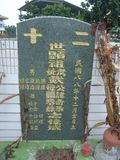 Tombstone of  (DAI4) family at Taiwan, Pingdongxian, Jiadongxiang, public graveyard west of Highway 1, intersection with Ping 131. The tombstone-ID is 8776; xWA̪FAΥVmAx1䪺ӡA131JfAmӸOC